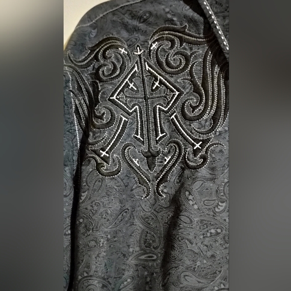 Roar Signature Button Down Shirt Mens XL Black - Picture 2 of 16